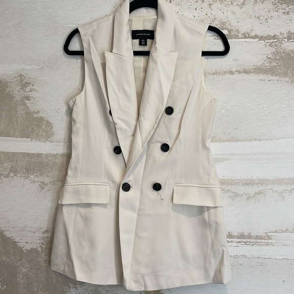 Karen Millen Soft Tailored Double Breasted Sleeveless Tailored Blazer - Picture 2 of 5